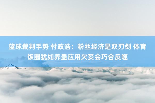 篮球裁判手势 付政浩：粉丝经济是双刃剑 体育饭圈犹如养蛊应用欠妥会巧合反噬