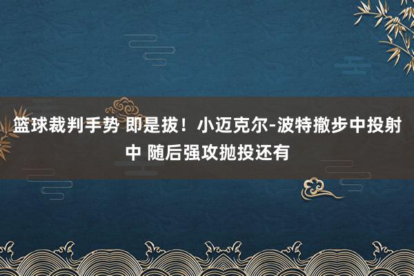 篮球裁判手势 即是拔！小迈克尔-波特撤步中投射中 随后强攻抛投还有