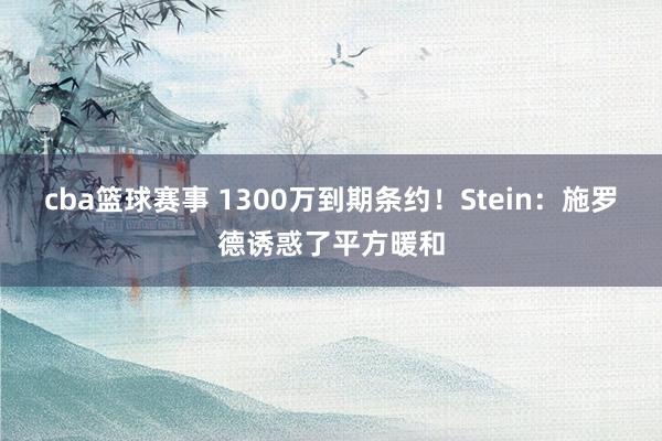 cba篮球赛事 1300万到期条约！Stein：施罗德诱惑了平方暖和